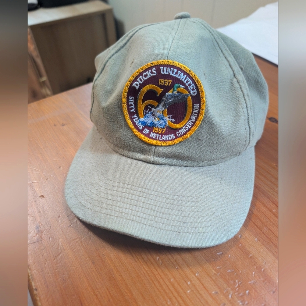 Ducks Unlimited Vintage Cream Adjustable Hat 60th Anniversary Conservation